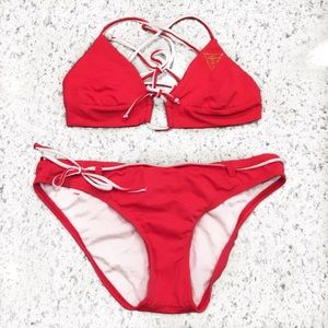 Guess Iconic Red White Gold Bikini M